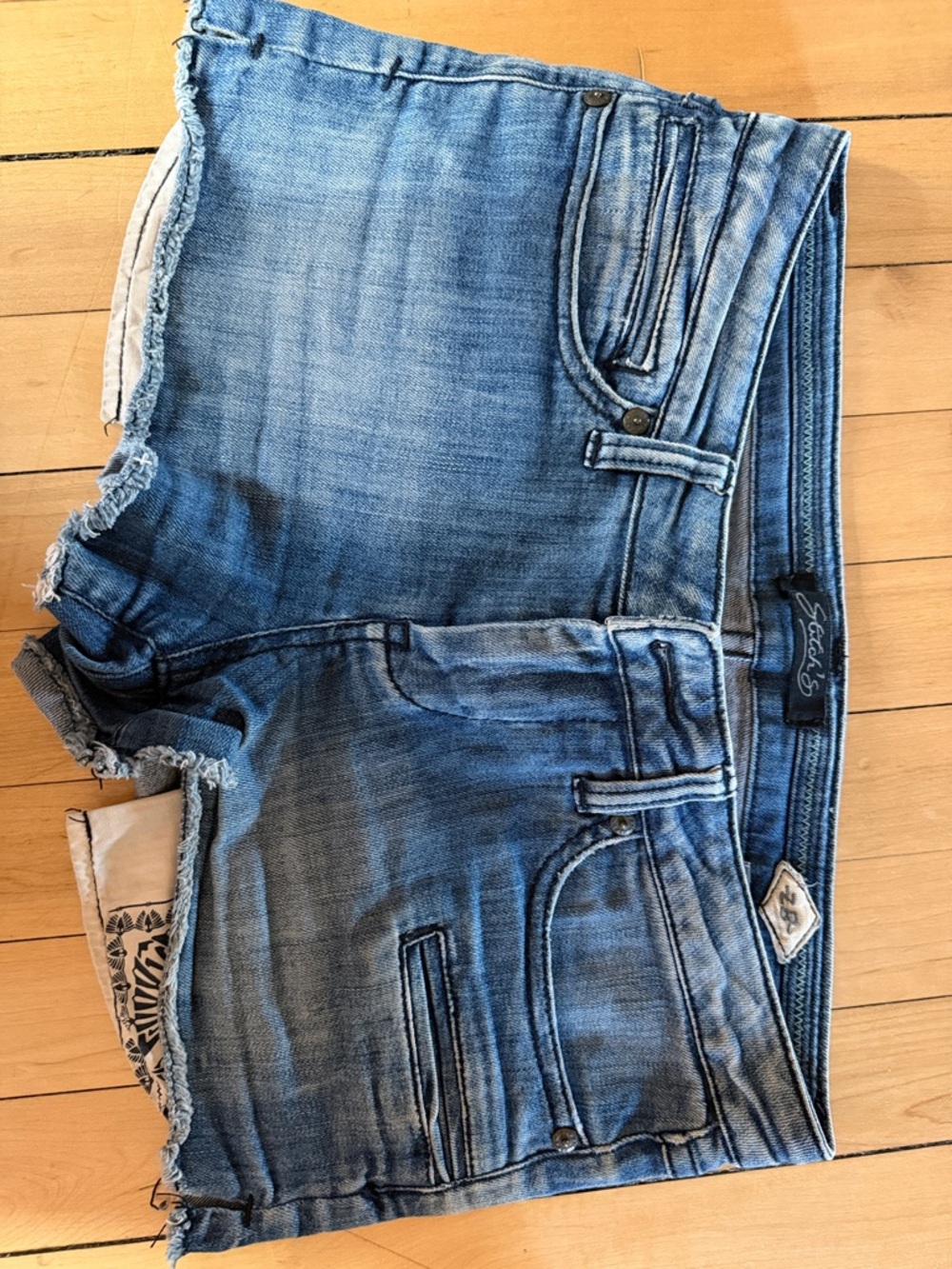 Stitches Light Blue Faded Denim Cutoff Shorts